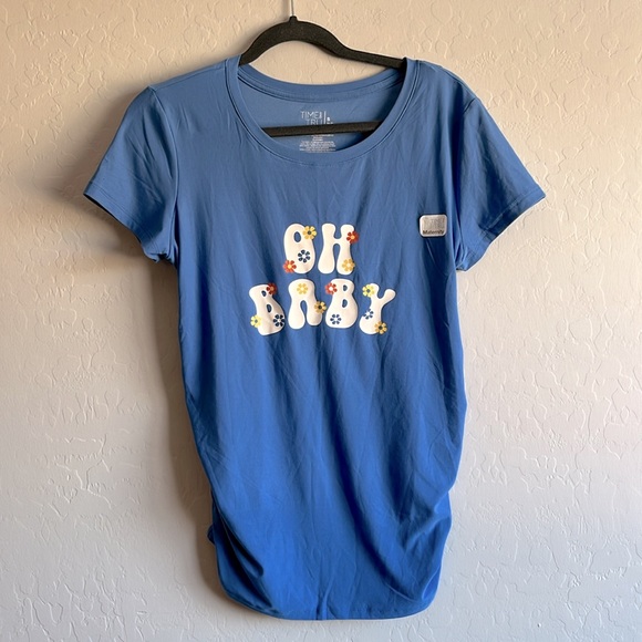Time and Tru Women's Maternity Graphic Tee with Short Sleeves Size S (4-6) Blue - Picture 6 of 12